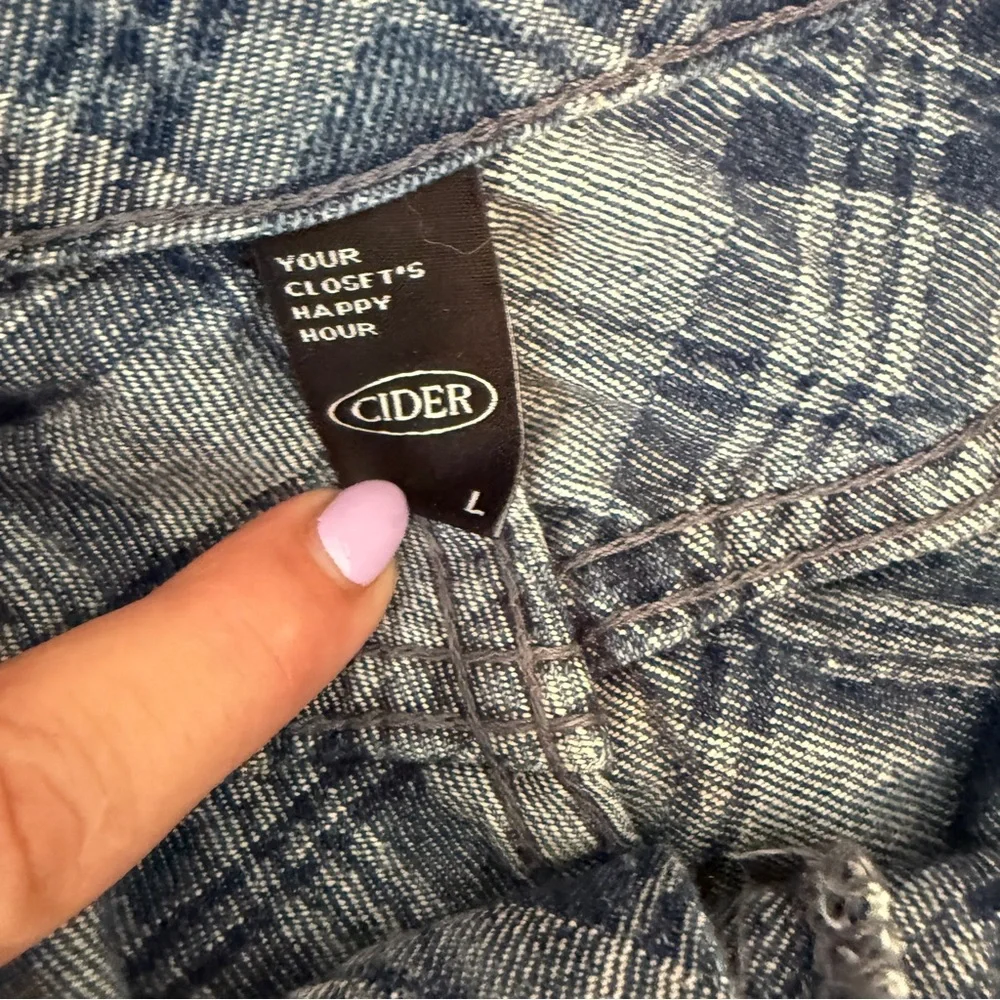 Cider Plaid Jeans Blue Denim Wide Leg Women’s Large Y2K - Picture 3 of 5